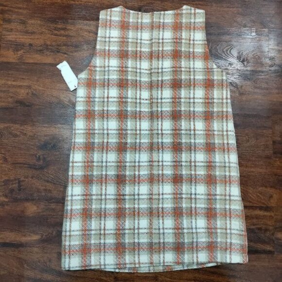 Aura Orange/Beige Plaid Retro 1970s Style Sleeveless Mini Dress Size Large NWT - Picture 4 of 10